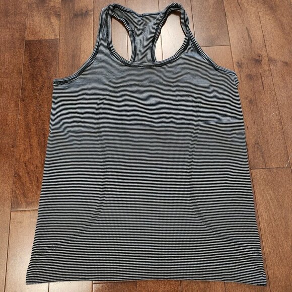 Lululemon women's black and white stripe tank top in size 10 - Picture 1 of 6